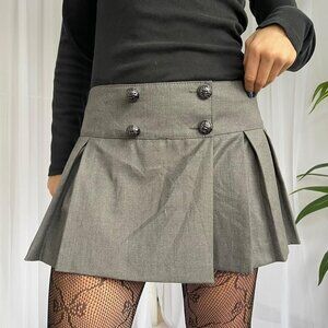 Grey Pleated Mini Skirt